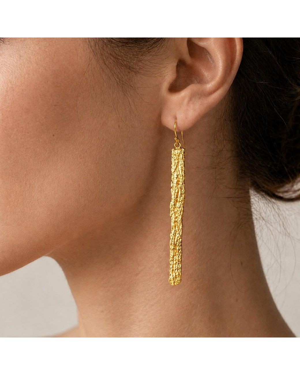 Mother Nature Jewelry Metallic Tree Bark Earrings, Handmade Statement Dangles