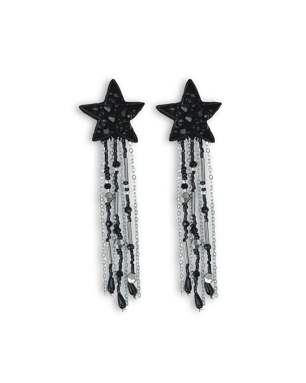 VETKA Black Star Statement Fringe Earrings – Astral Desire