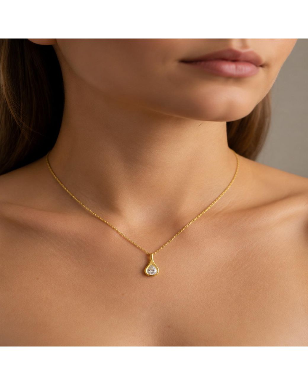 Artisan Metallic 14K Pear Diamond Teardrop Pendant Necklace