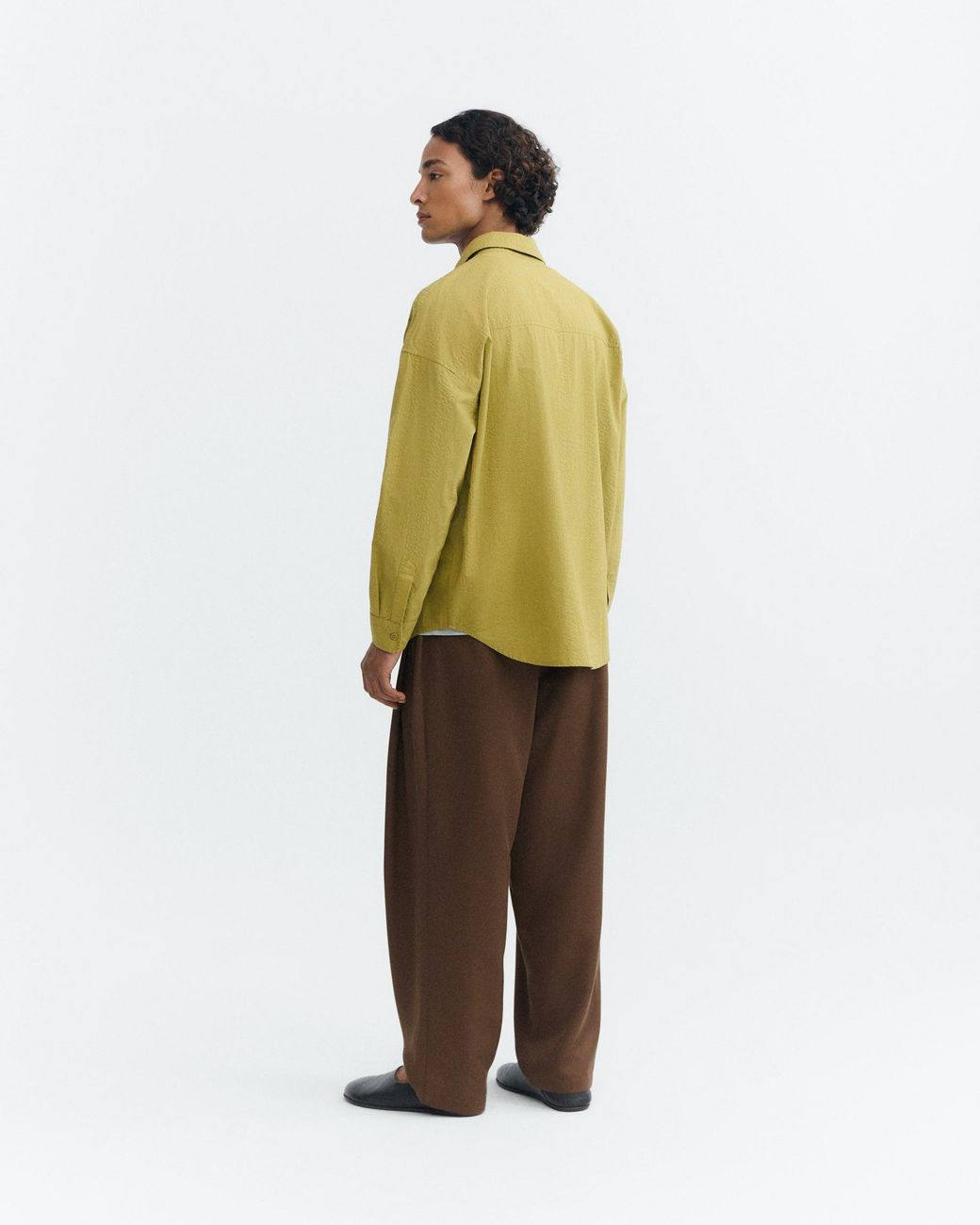 Thinking Mu Green Oversize Seersucker Haru Shirt for men