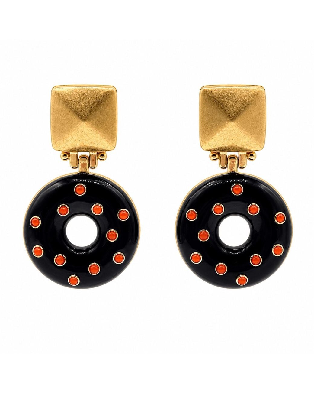 Michael Nash Jewelry Metallic Beatrice Resin With Carnelian Clip-On Earrings