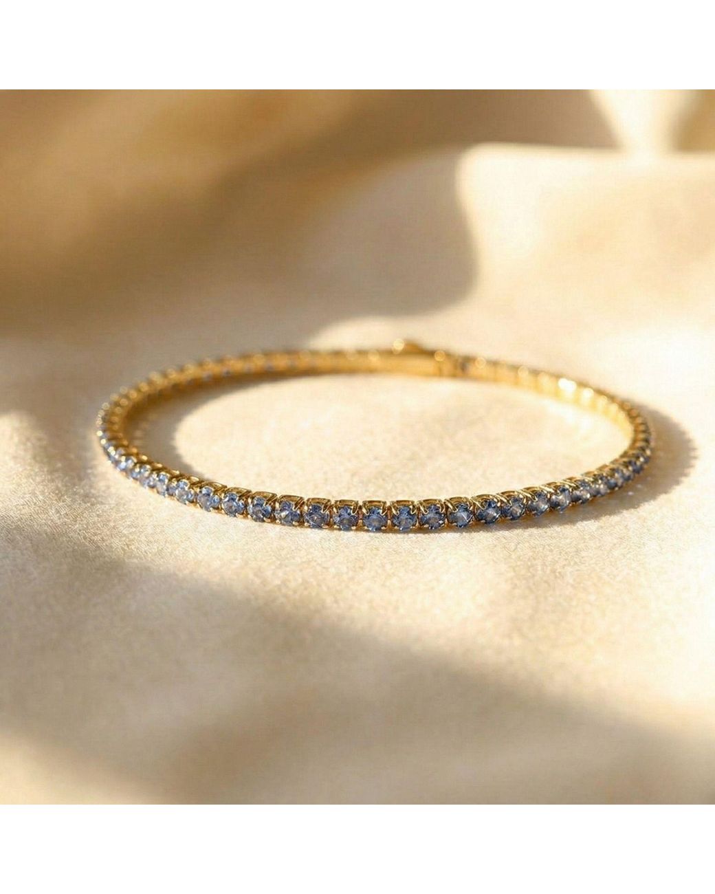 Sophelia Metallic Aquamarine March Birthstone Dainty Tennis Bracelet