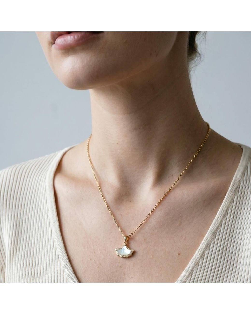 Uchi and Soto Metallic Gingko Pendant Necklace