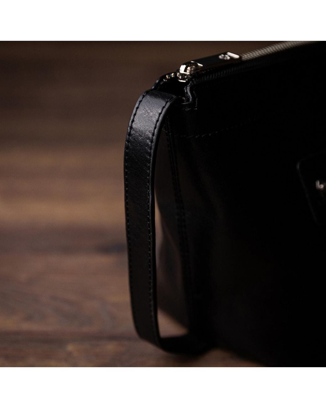 Time Resistance Black Leather Cosmetic Bag Dopp Kit for men