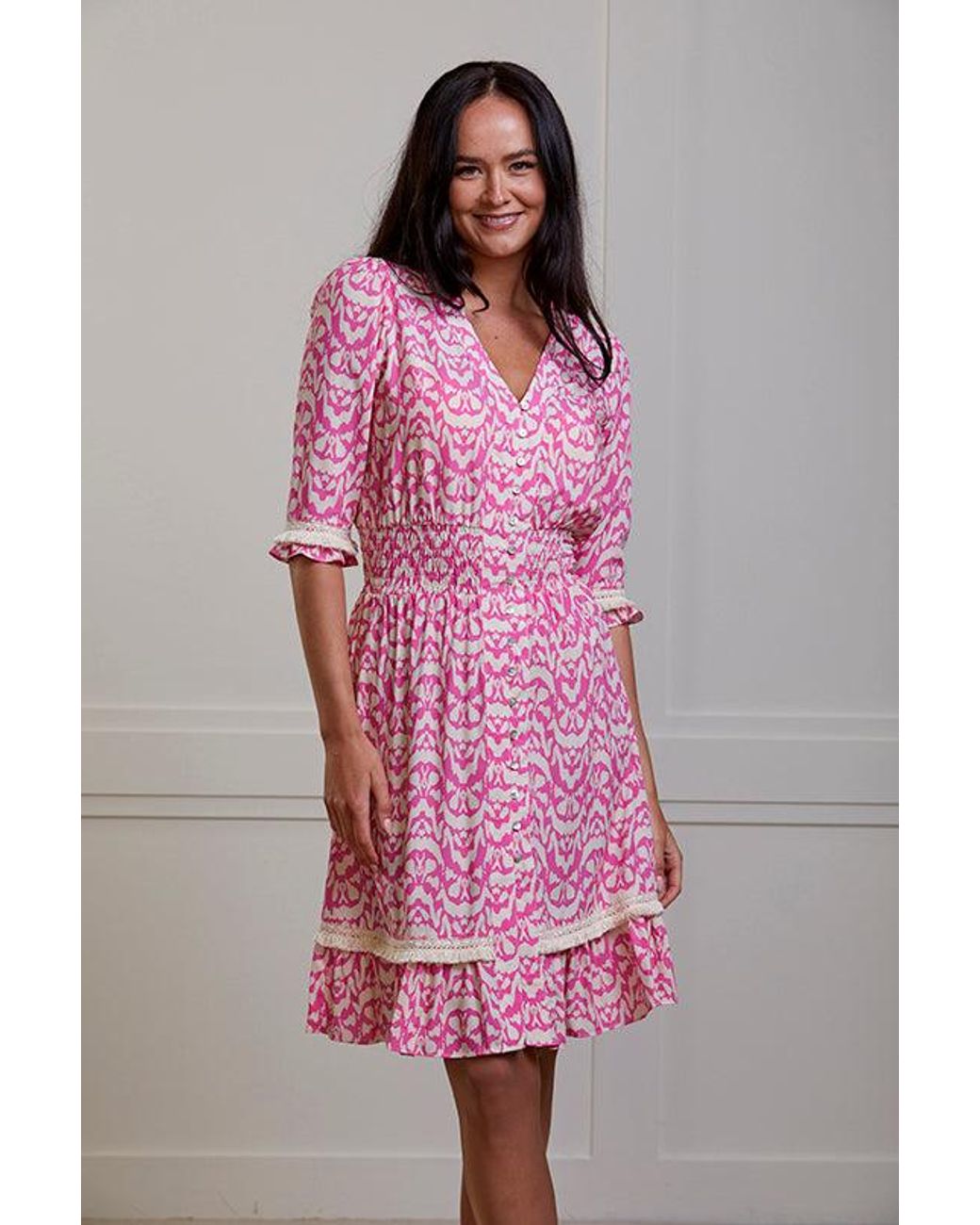 Guinea London Pink Cream Summer Dress