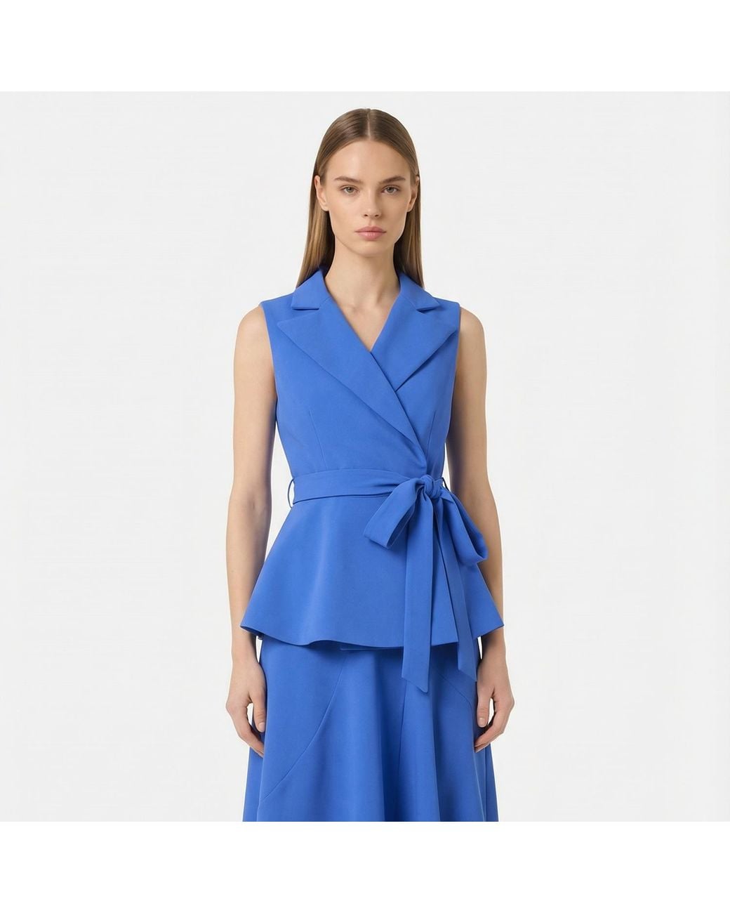 concept A trois Blue Royal Wrap Vest With A Tie Belt