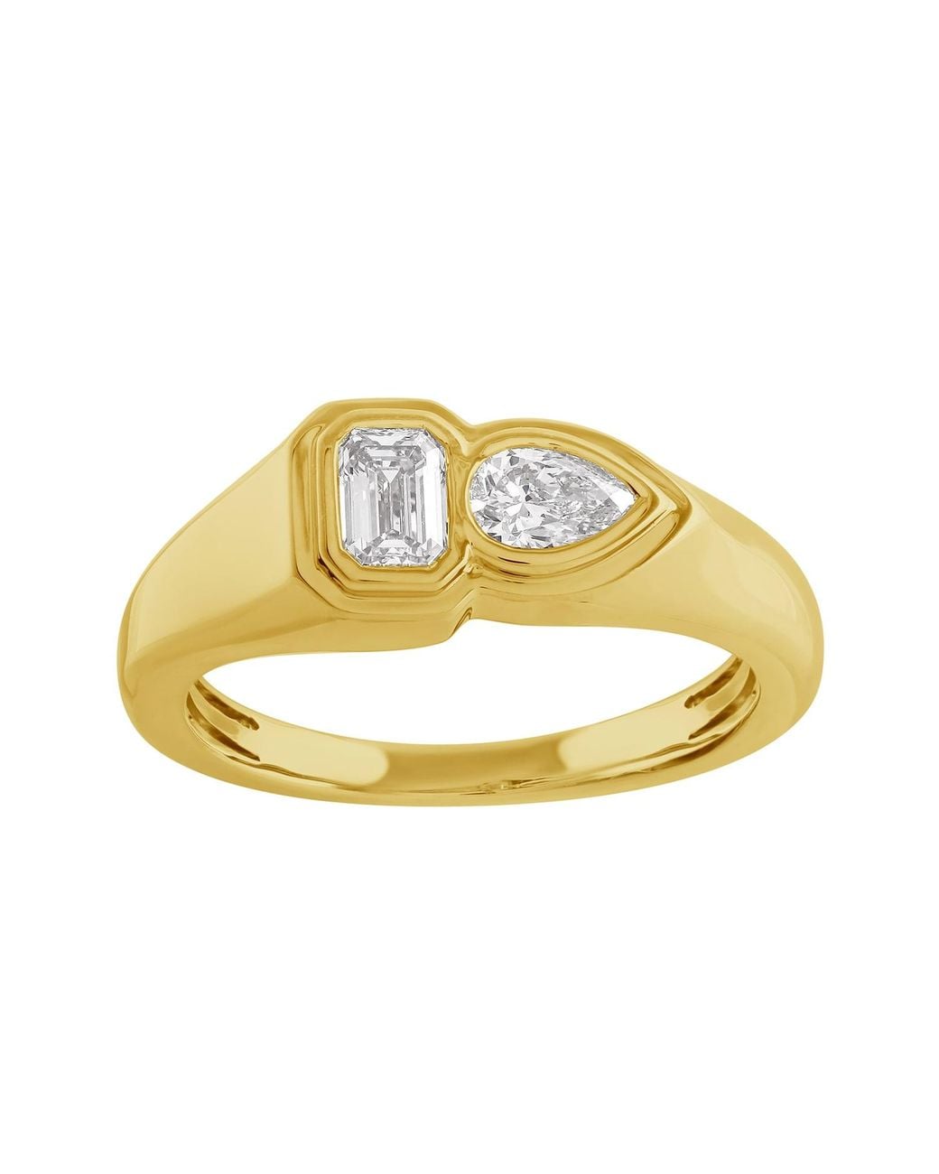 Artisan Metallic 14K Emerald Cut & Pear Shape Diamond Ring