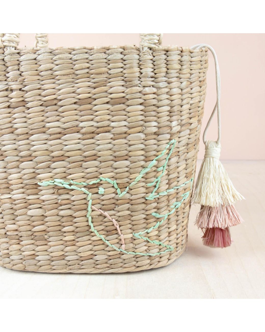 LIKHÂ Natural Mini Tote Bag With Embroidered Hummingbird