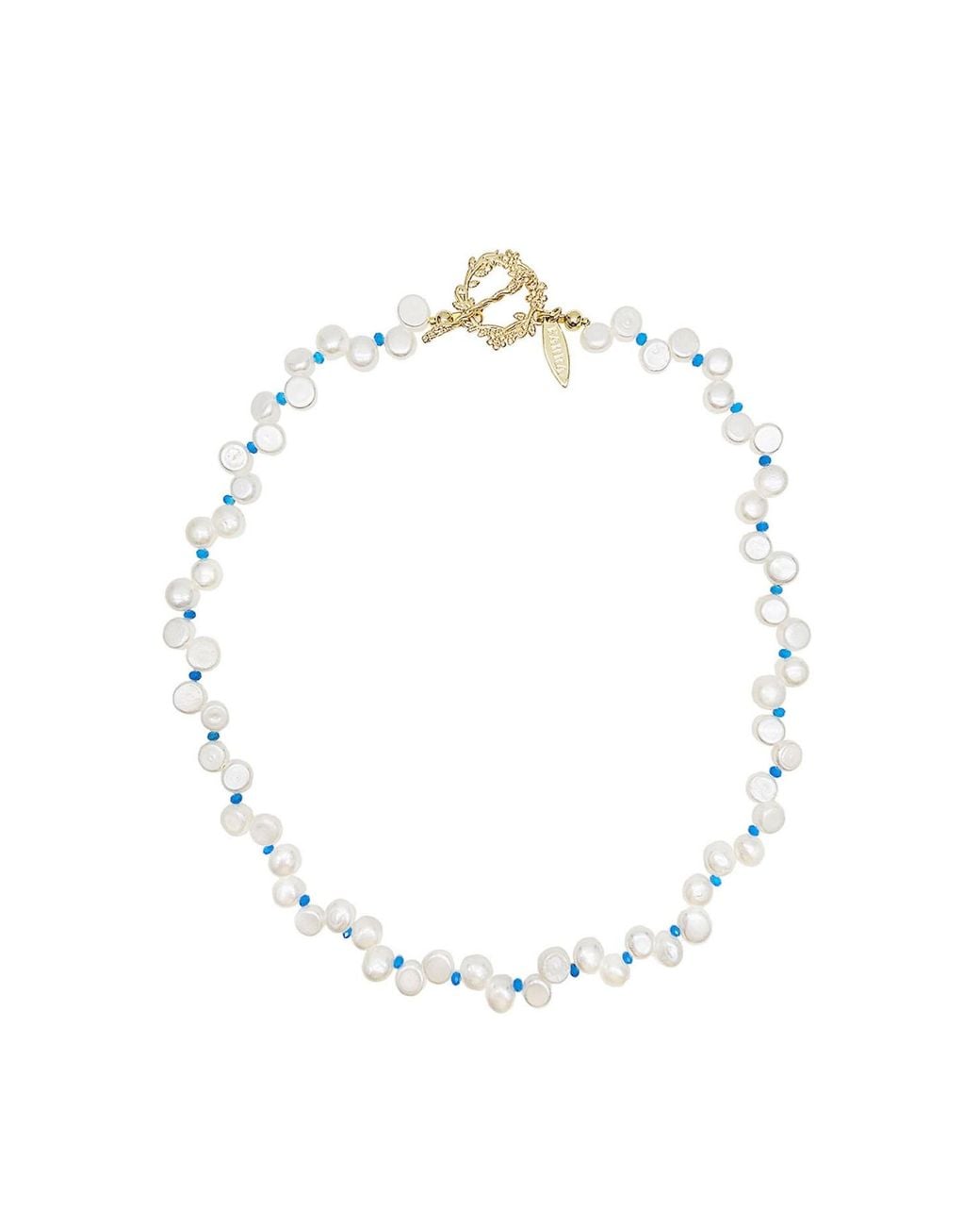 Farra Metallic Flower Petal Freshwater Pearls With Choker
