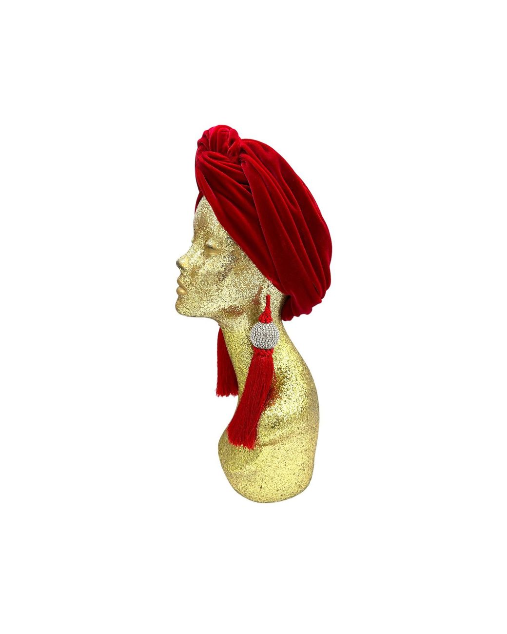 Julia Clancey Red Ruby Disco Ball Turban