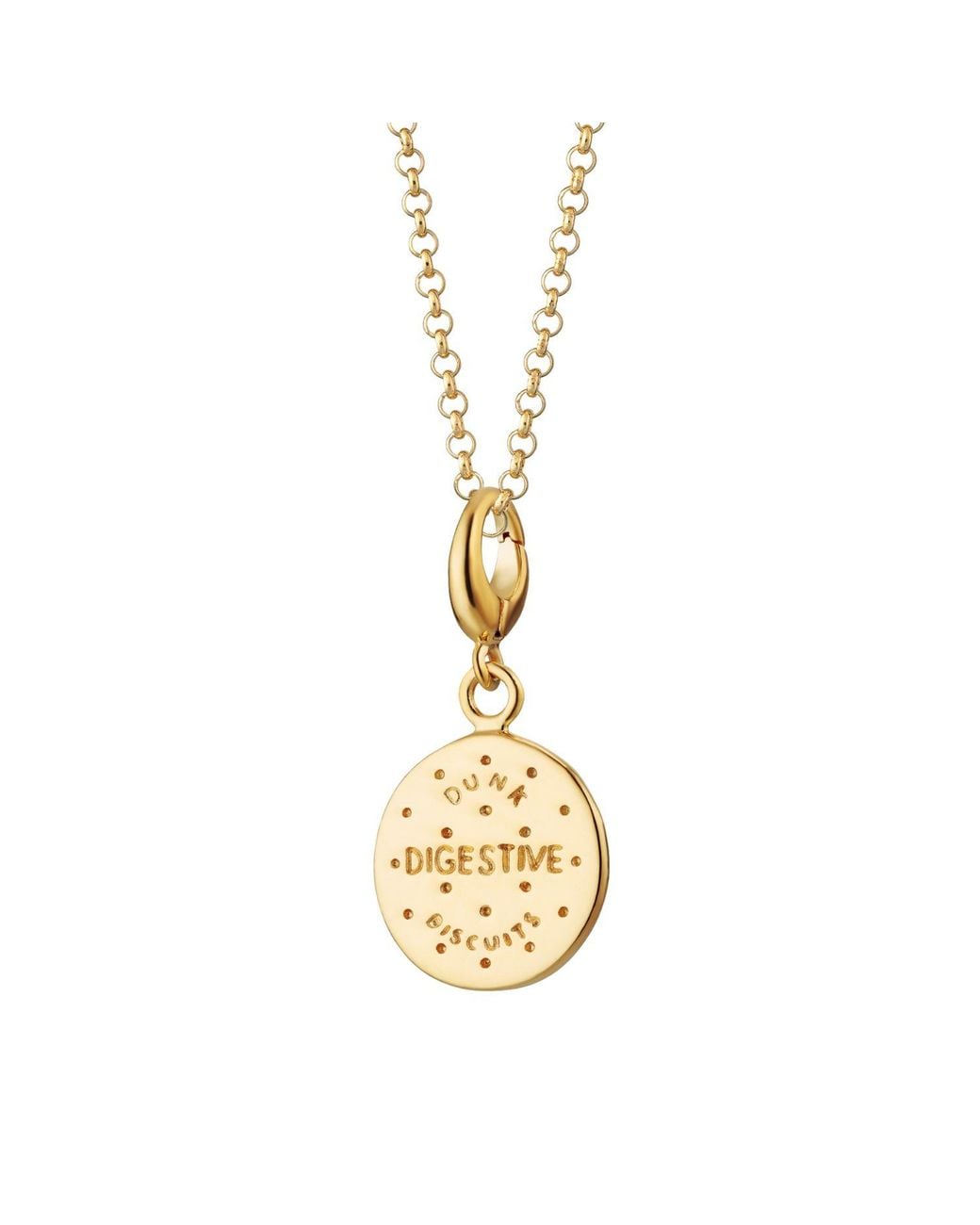 Lily Charmed Metallic Plated Digestive Biscuit Charm Necklace