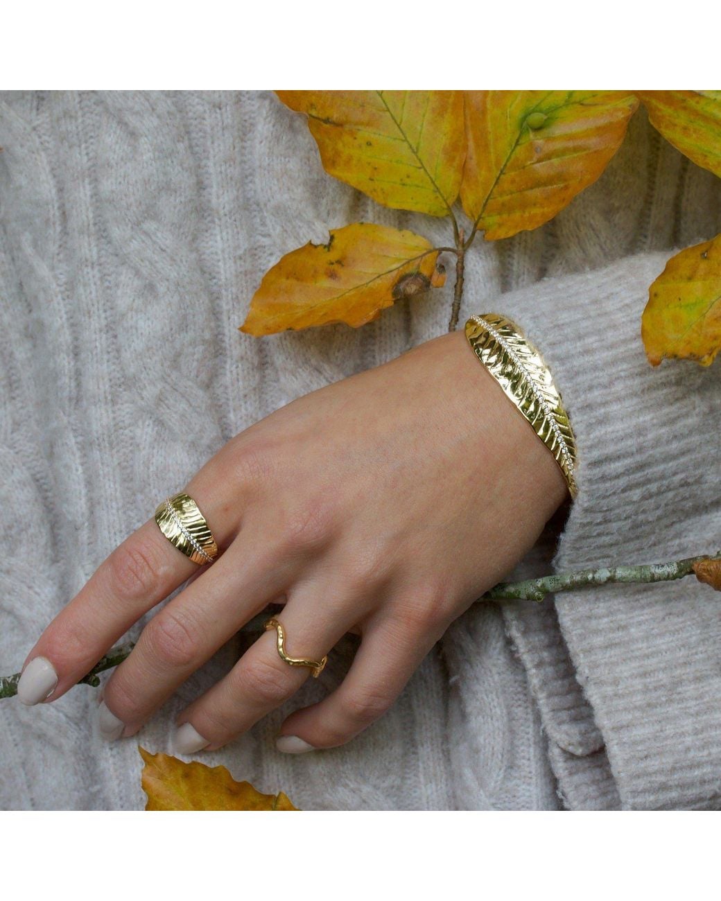 With Love Darling Metallic Ashok Leaf Ring