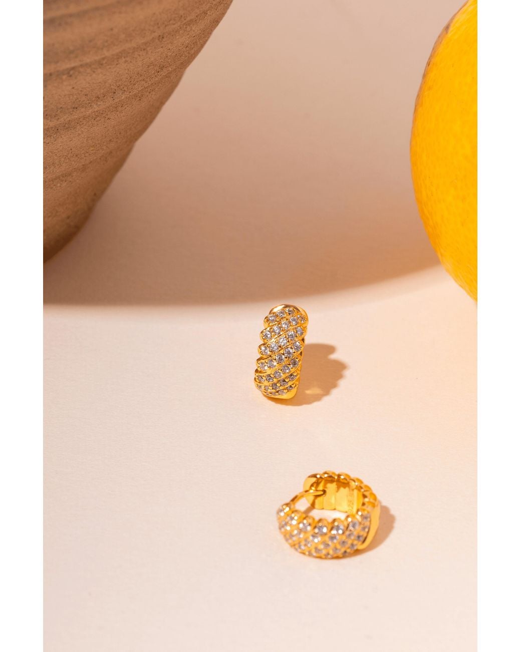 Zynnia Collective Metallic Studded Huggie Hoops