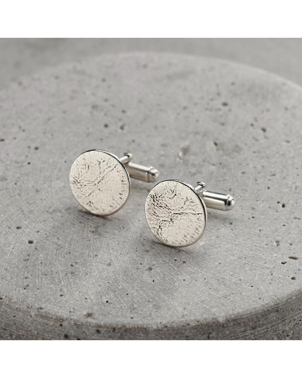 Posh Totty Designs Metallic Sterling Molten Disc Cufflinks for men
