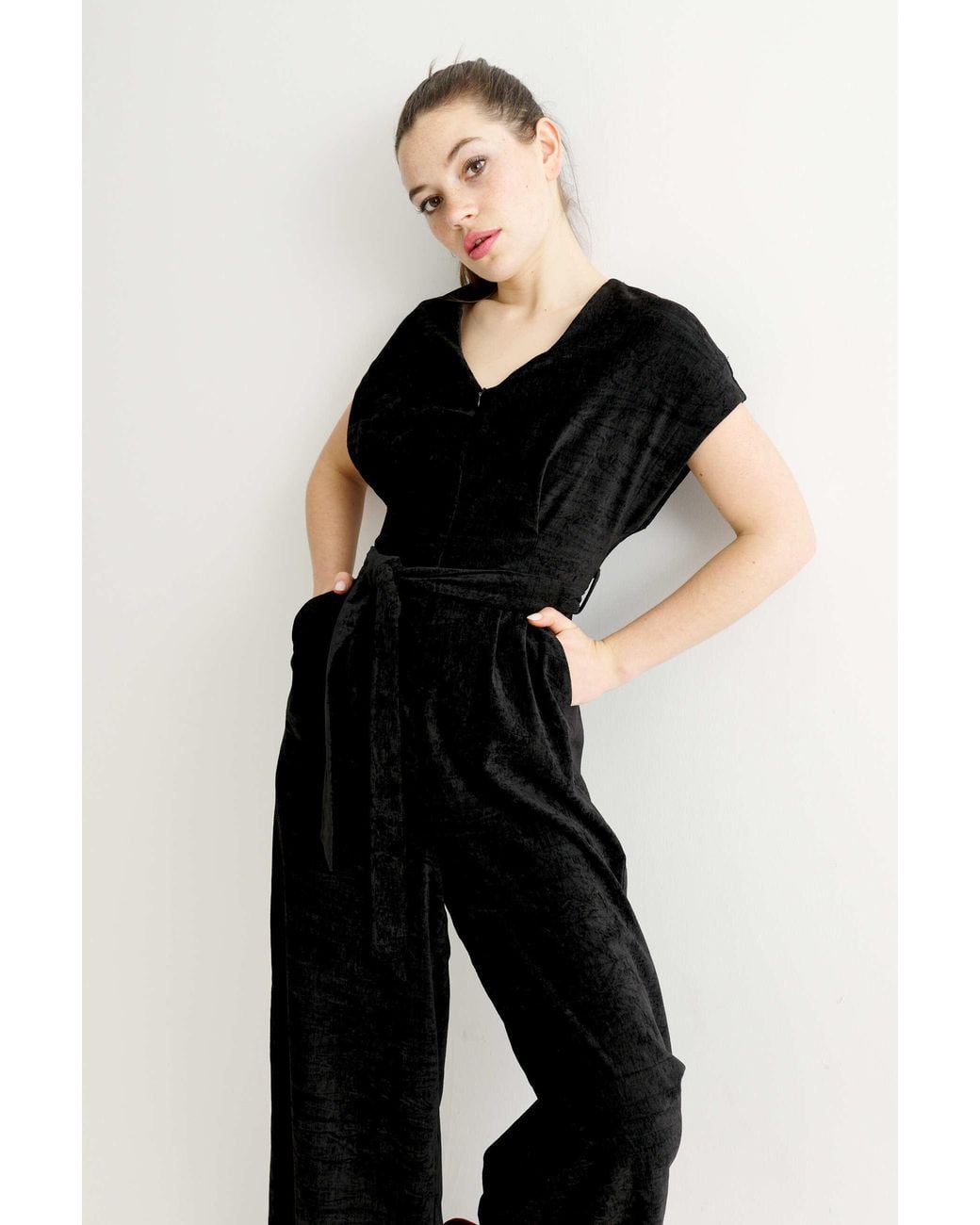 Louche Phoenix Matte Velvet Jumpsuit in Black | Lyst