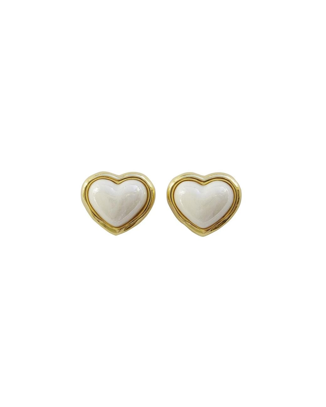 POPORCELAIN Multicolor Porcelain Pearly Heart Stud Earrings