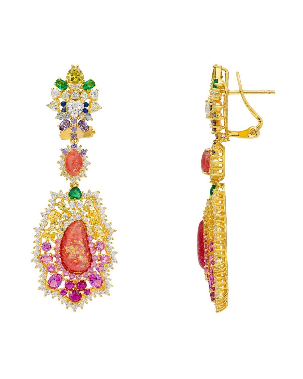 Latelita London White Frida Opal Drop Earrings