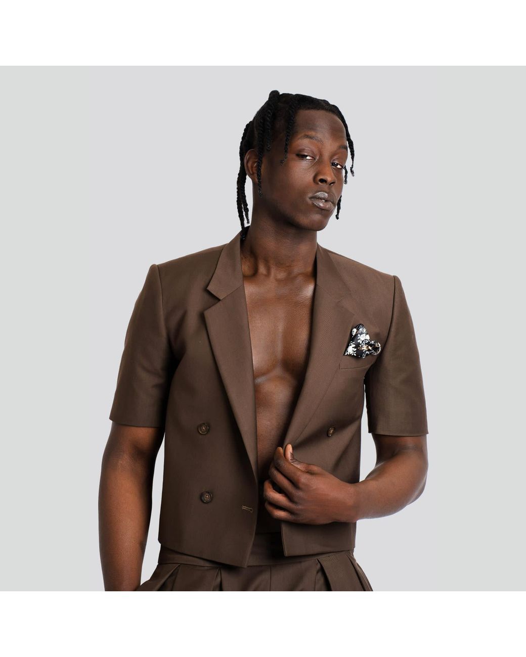 Maui X Lolita Brown André Espresso Cropped Blazer for men