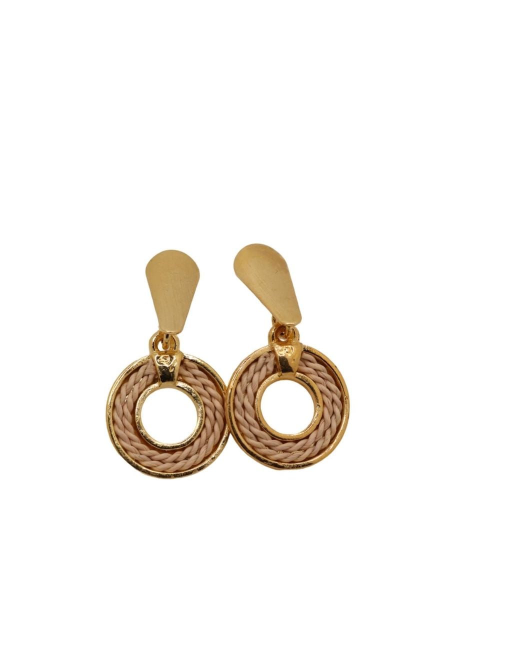 Nart Nature Making Art Metallic The Single Round Buriti Natural Fiber Earrings