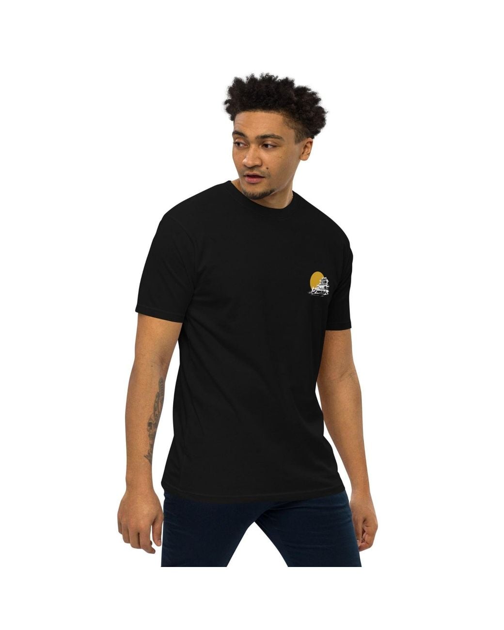 Anchor and Crew Black Three Farmhouse Japan Era Heavy Cotton T-Shirt for men
