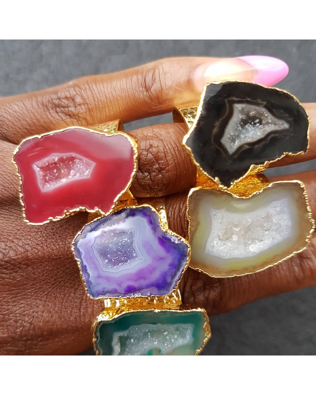 YAA YAA LONDON Red Raspberry Mega Gemstone Statement Ring