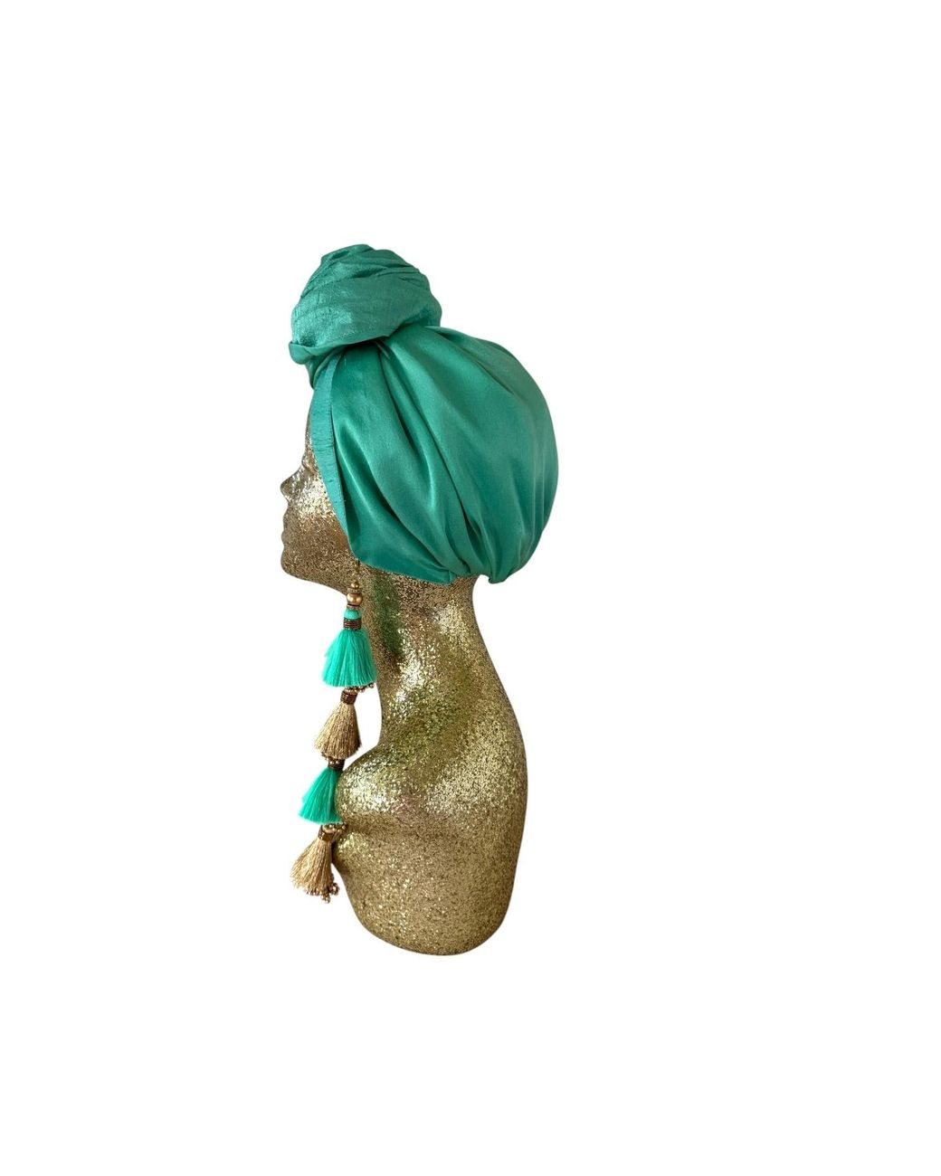 Julia Clancey Green Edith Silk Jade Dorado Reversible Turban