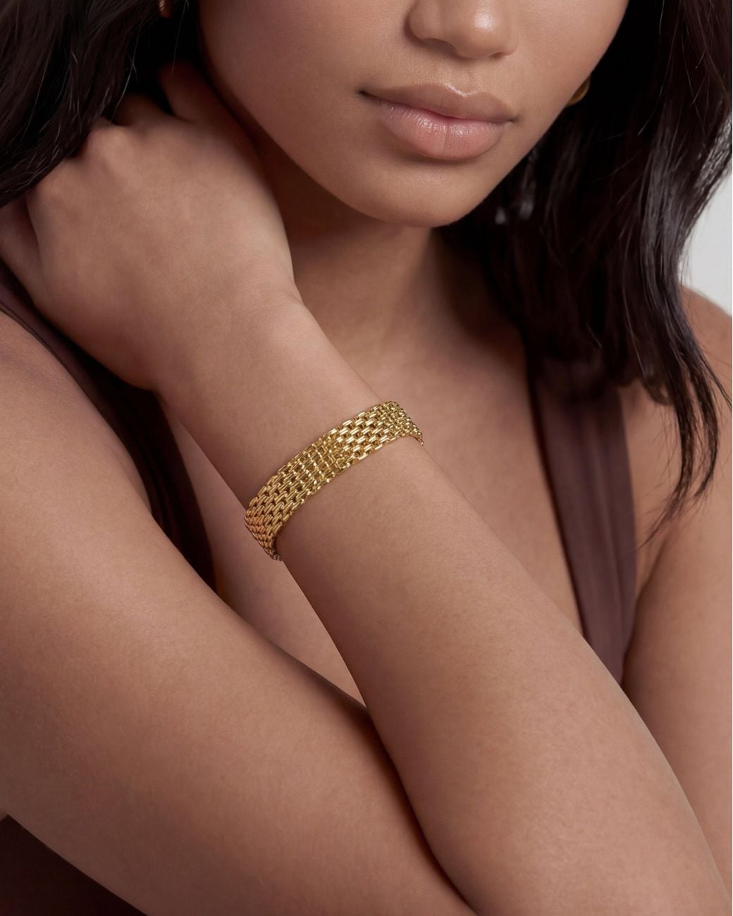 Elk & Bloom White 14K Thin Watch Chain Link Bracelet