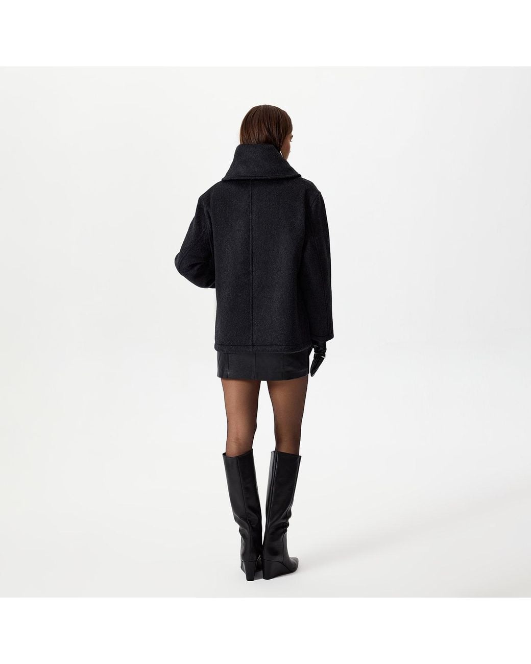 Thisisu Collection Black Athena Scarf Detail Wool Coat – Dark