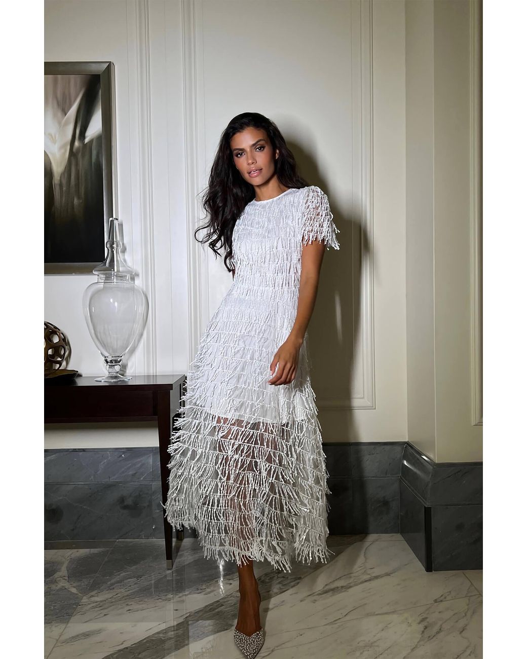 POST MERIDIEM White Sequin Dress