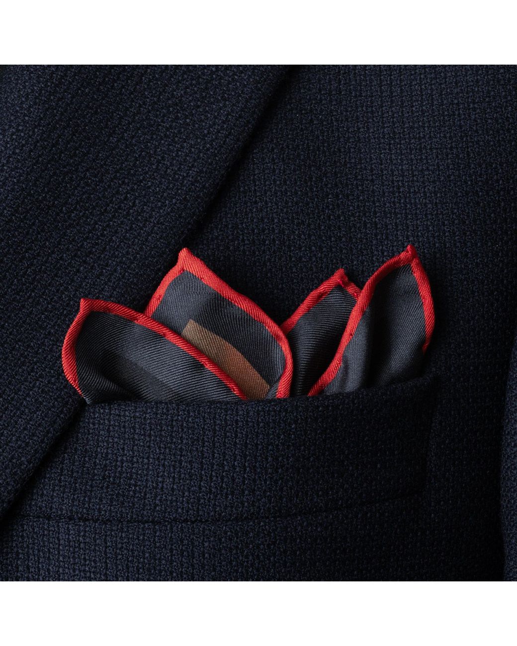 Otway & Orford Multicolor 'Redlining Rush' Sports Car Silk Pocket Square for men