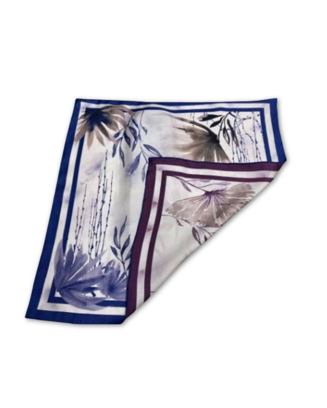 Hi Silk Blue Beautiful Botanicals Large Square Silk Twill Scarf