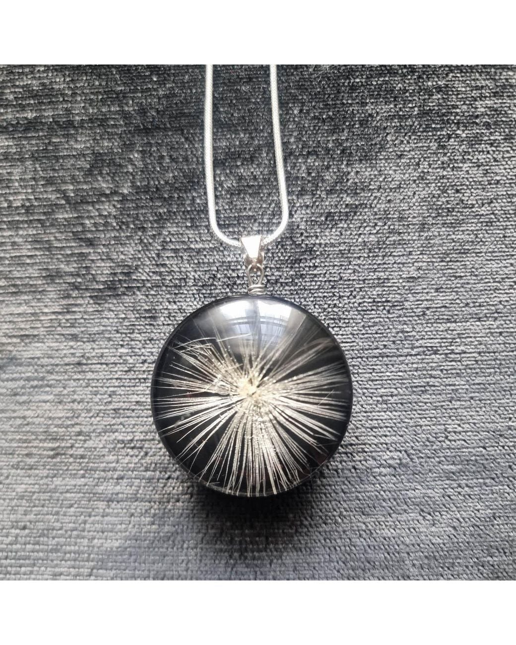 Laura Daili Black Wishkeeper – Dandelion Puff Glass Pendant