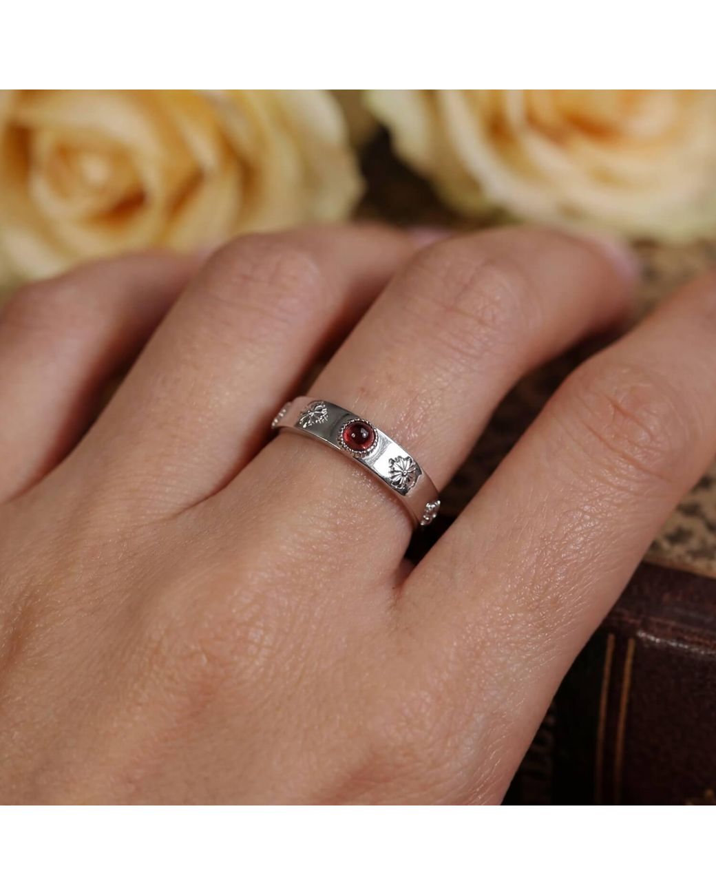 Azura Jewelry New York White Howl's Moving Castle Mozambique Garnet Ring Vermeil
