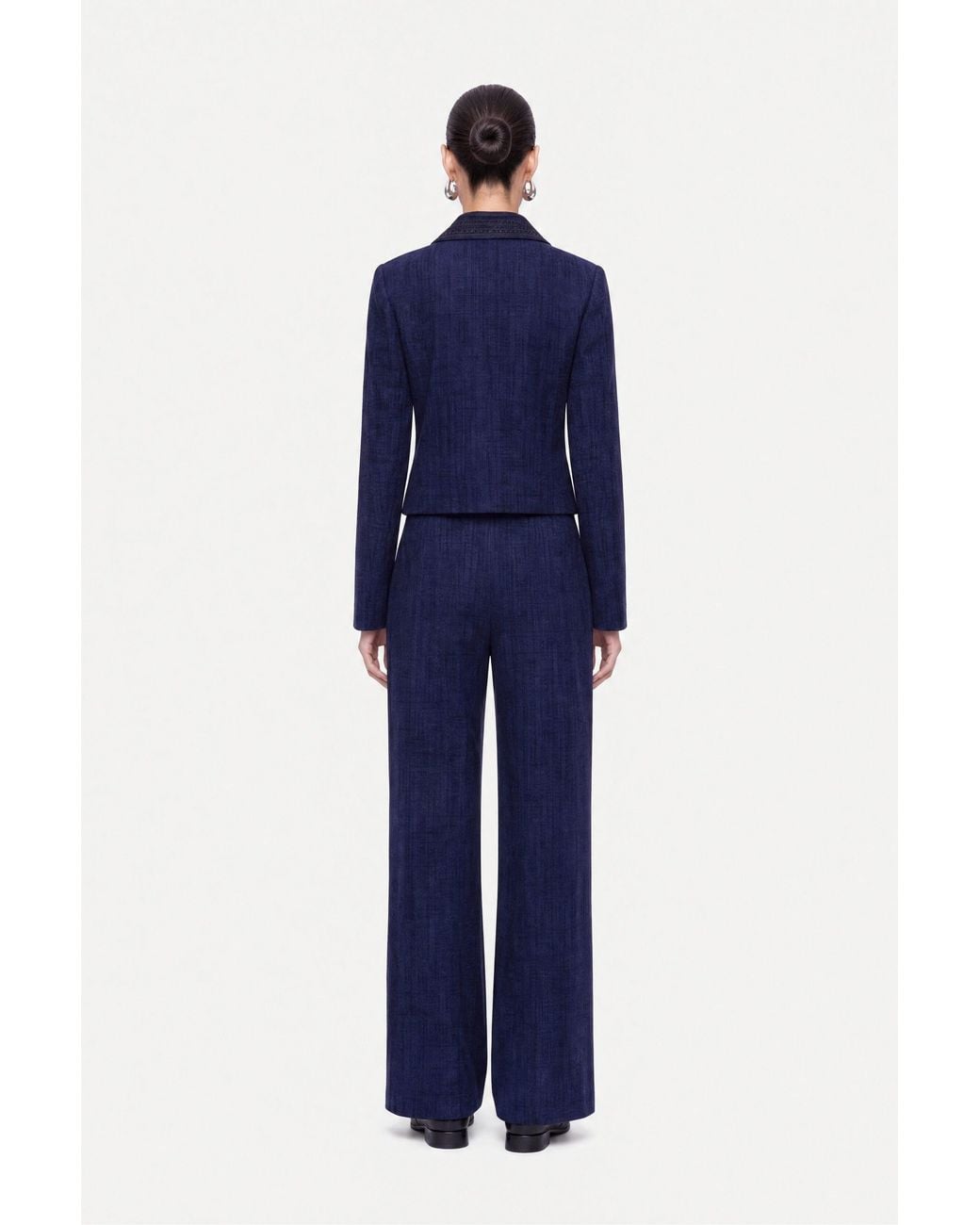 Nocturne Blue Wide Leg Chenille Trousers