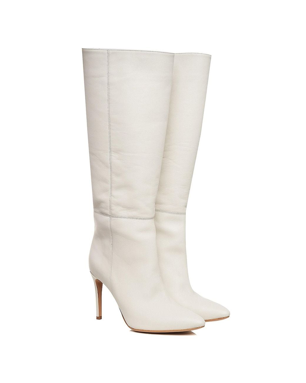 Ginissima White Milla Boots Natural Leather, Under Knee