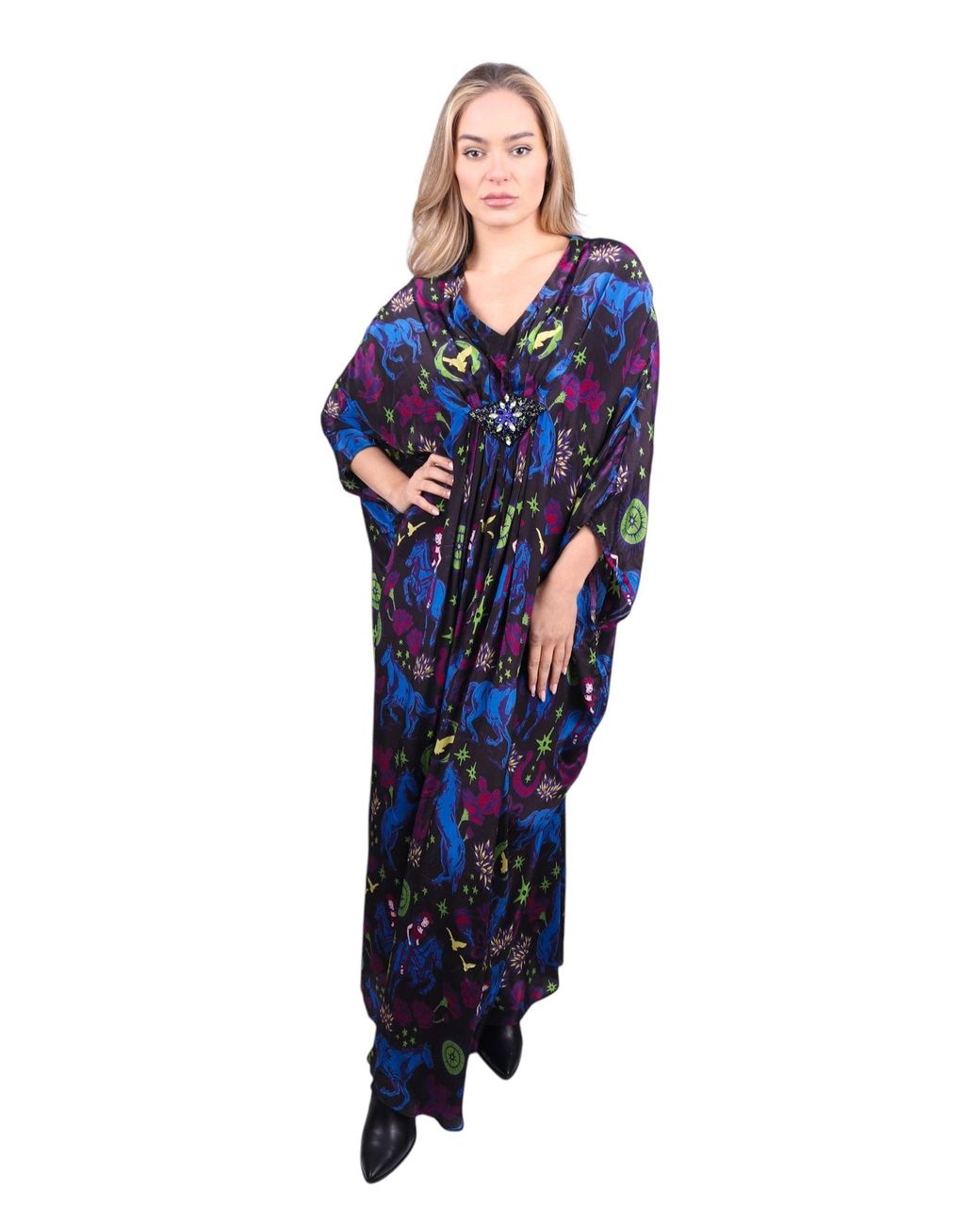 Any Old Iron Blue Multicolored Cowgirls Are Forever Beaded Dress