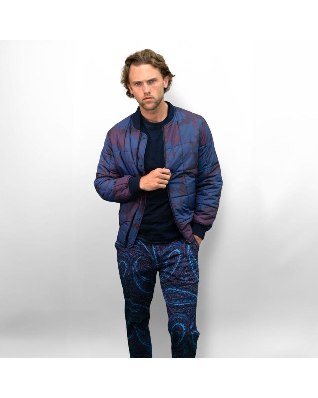 Lords of Harlech Blue Charles Caserta Paisley Pant for men
