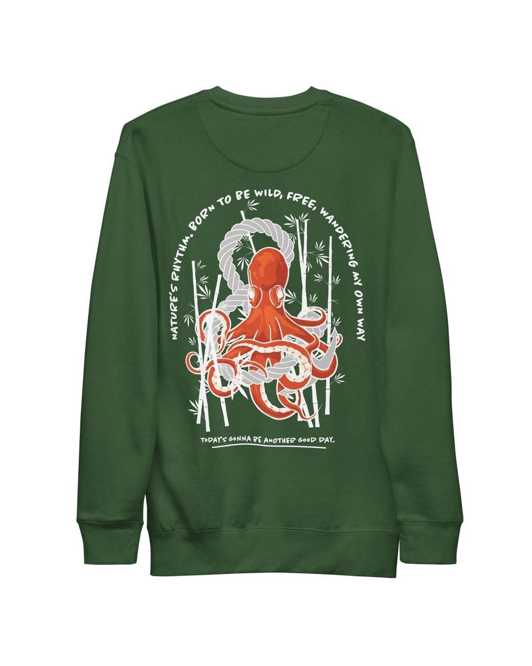 Anchor and Crew Green Forest Octopus Another Good Day Cotton Blend Sweatshirt
