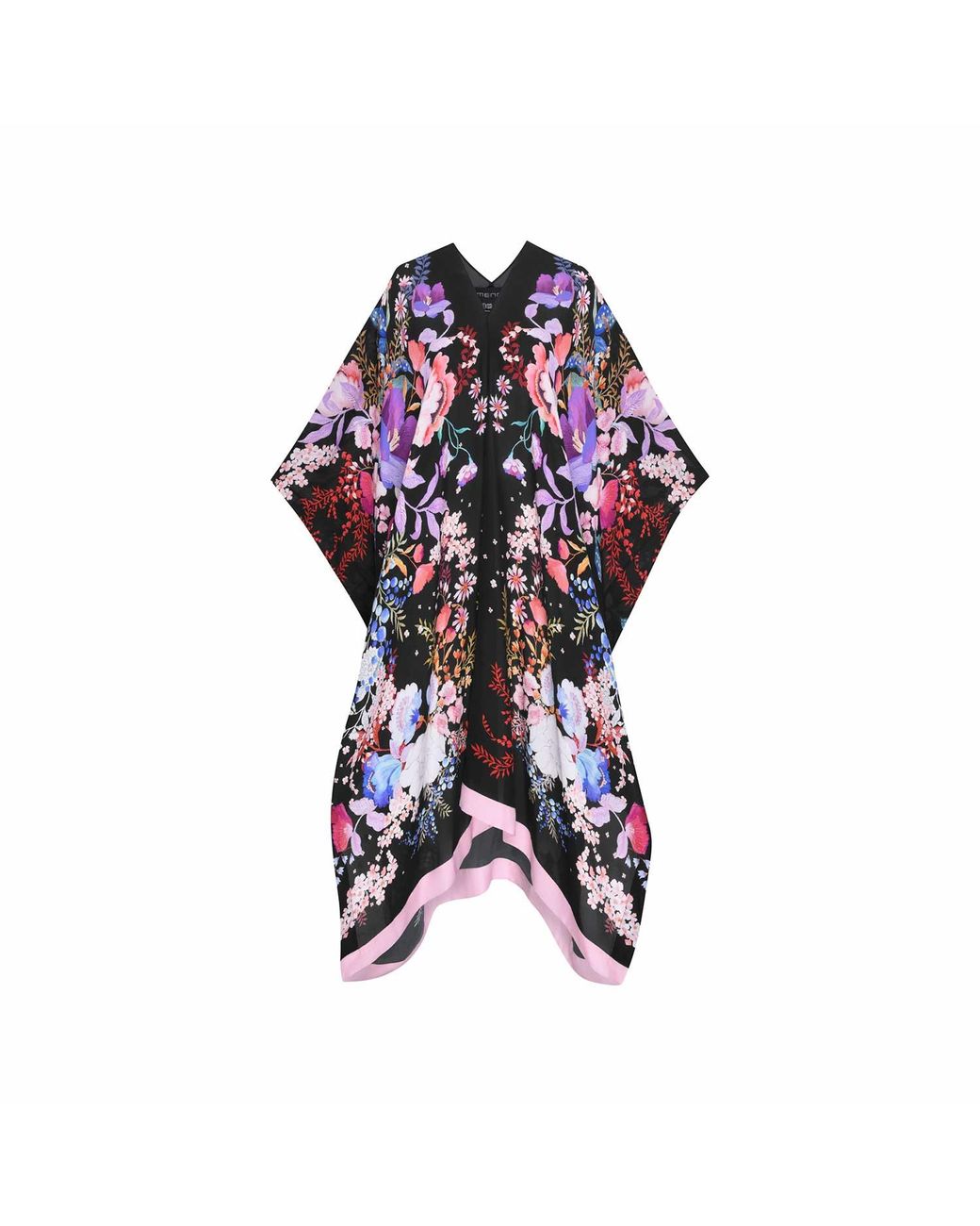 Meng Purple Watercolour Flowers Silk Georgette Kaftan
