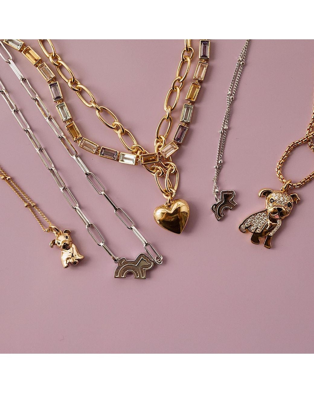 Cloud Haven Metallic Layered Heart Necklace
