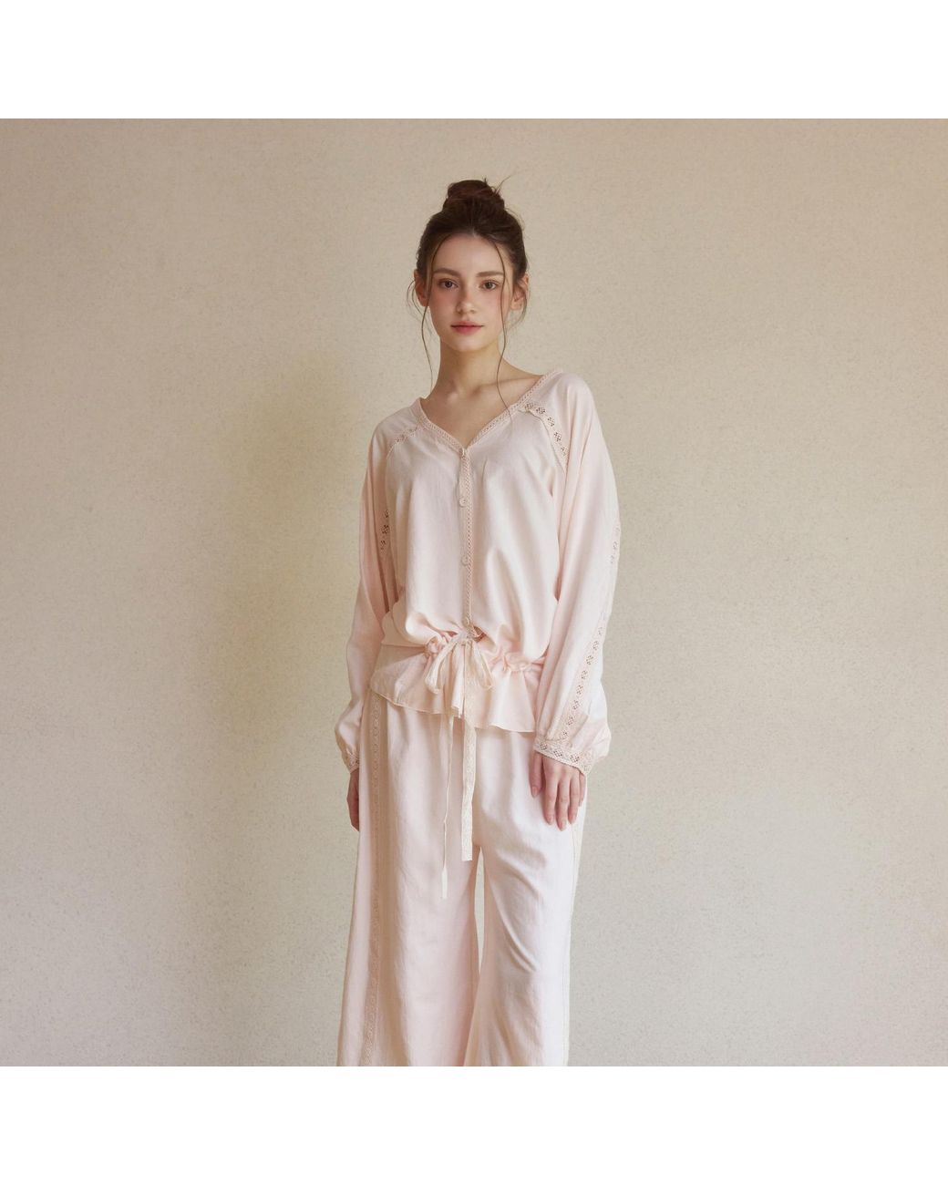 Luna Luz Pink Jessi Sand-Washed Shirt Pajama Set