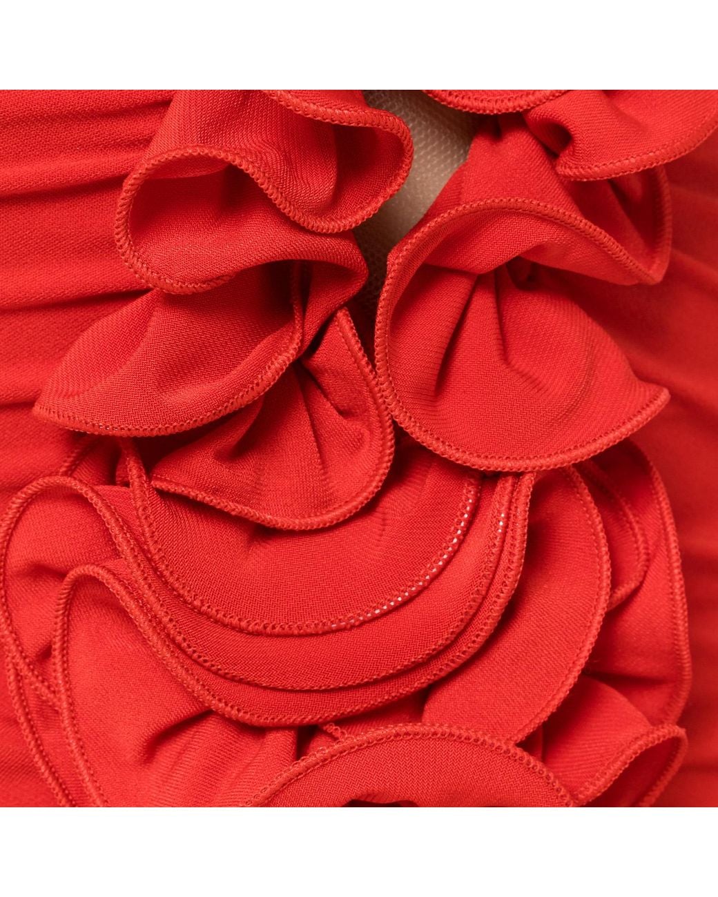 Nissa Red Floral-Applique Jersey Midi Dress