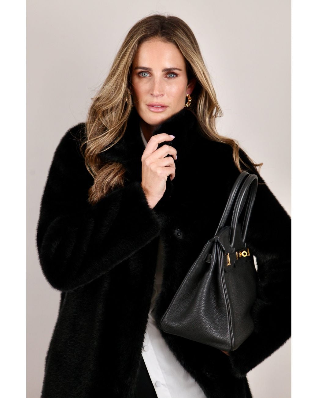 ISSY LONDON Black Millie Luxe Faux Fur Coat