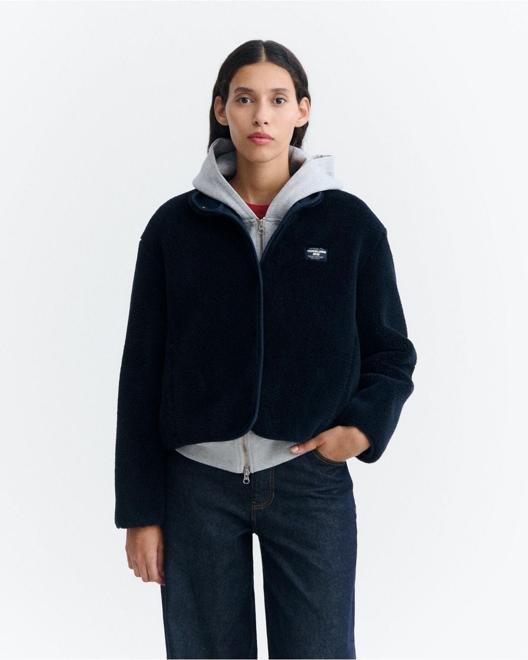 Thinking Mu Blue Kourtney Shearling Jacket