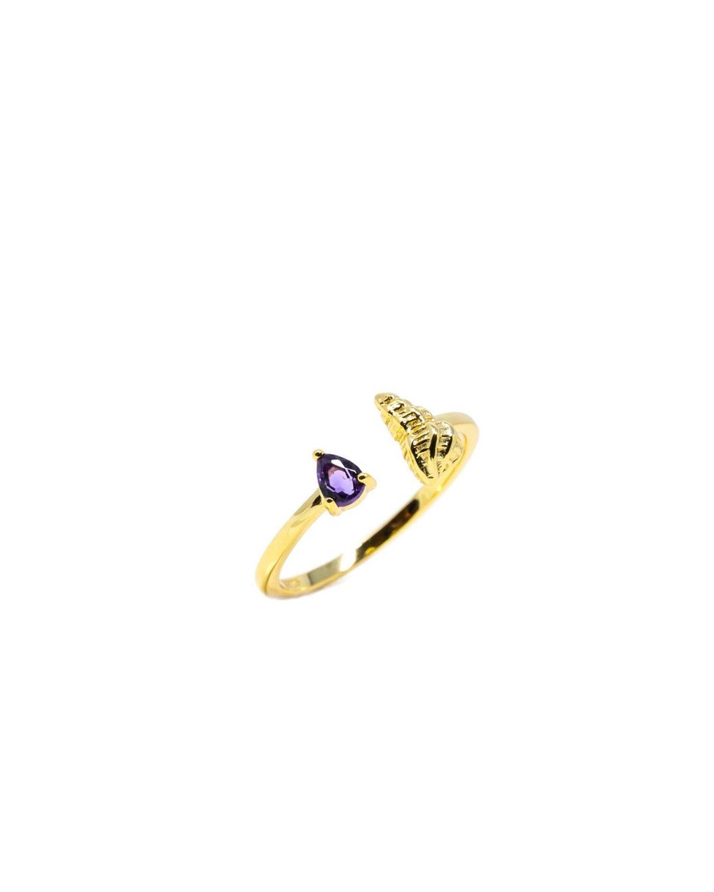 NASI SILVER Metallic Shell Sedef Ring- Amethyst