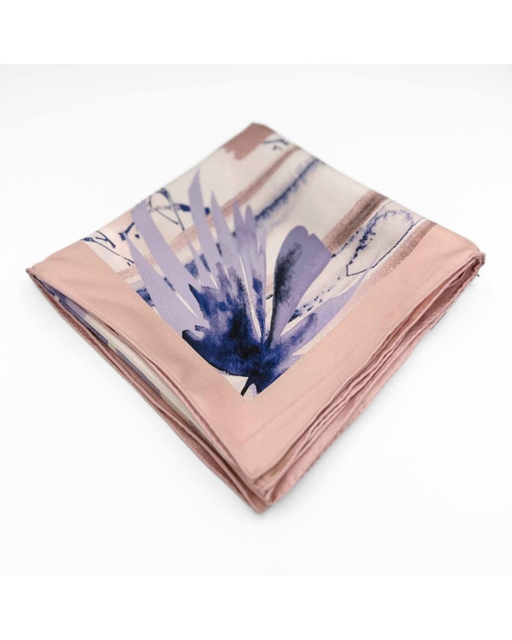 Hi Silk Purple Neutrals Petals And Palms Large Square Silk Twill Scarf