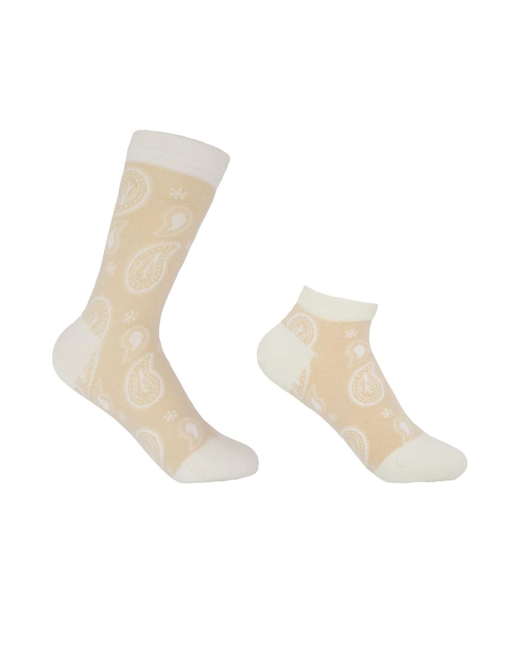 Peper Harow - Made in England White Neutrals Paisley Luxury Crew & Trainer Socks Bundle