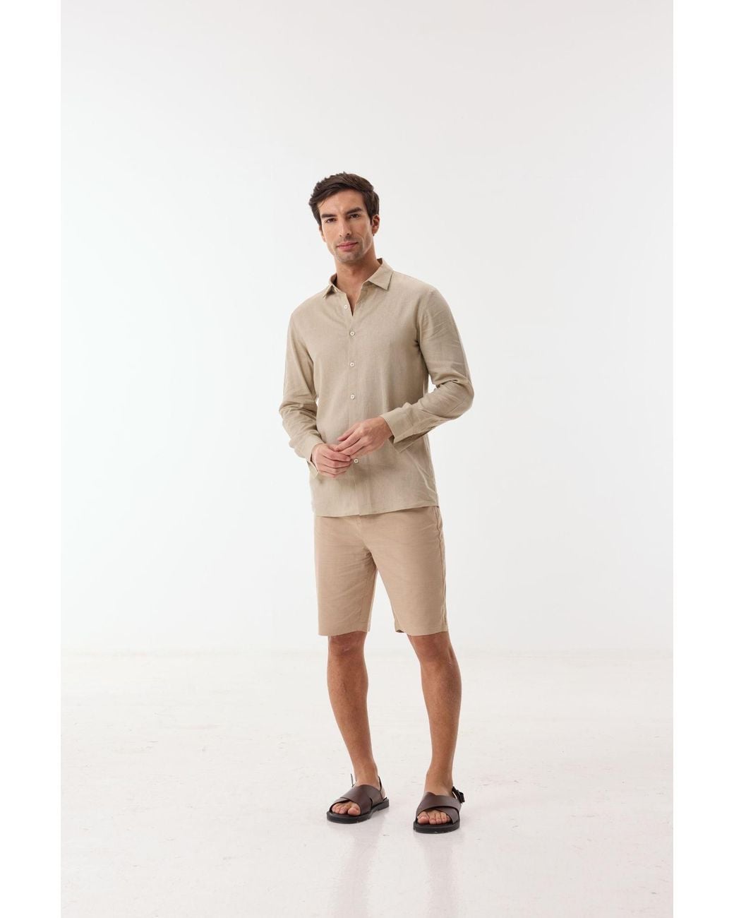 Ashita Fernandes Natural Neutrals Silven Linen Shorts