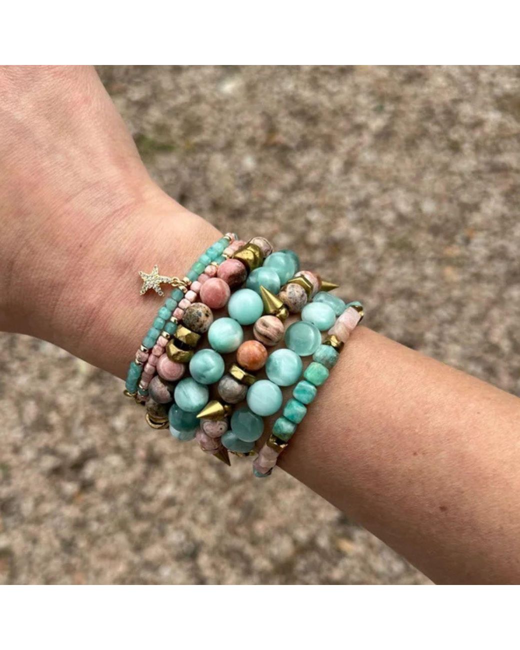 Rachel Nathan Green Remix Moonstone Coin Bracelet