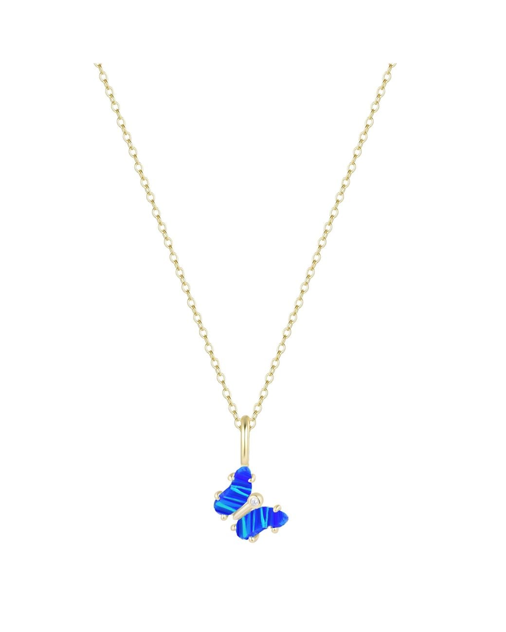 KAMARIA Metallic Mini Opal Butterfly Charm Necklace
